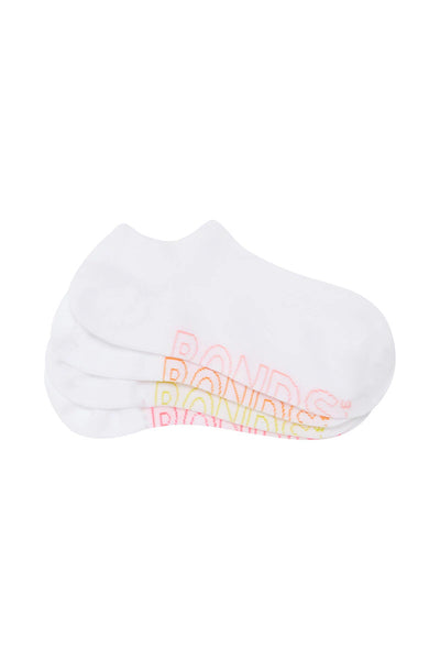 Bonds Womens Logo Light No Show Socks 4 Pack - White