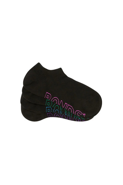 Bonds Women's Logo Light No Show Socks 4 Pack -  Black Base