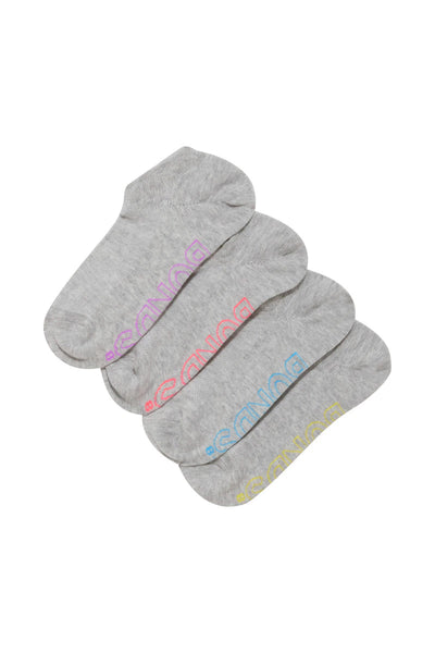 Bonds Women's Logo Light No Show Socks 4 Pack - Grey Base