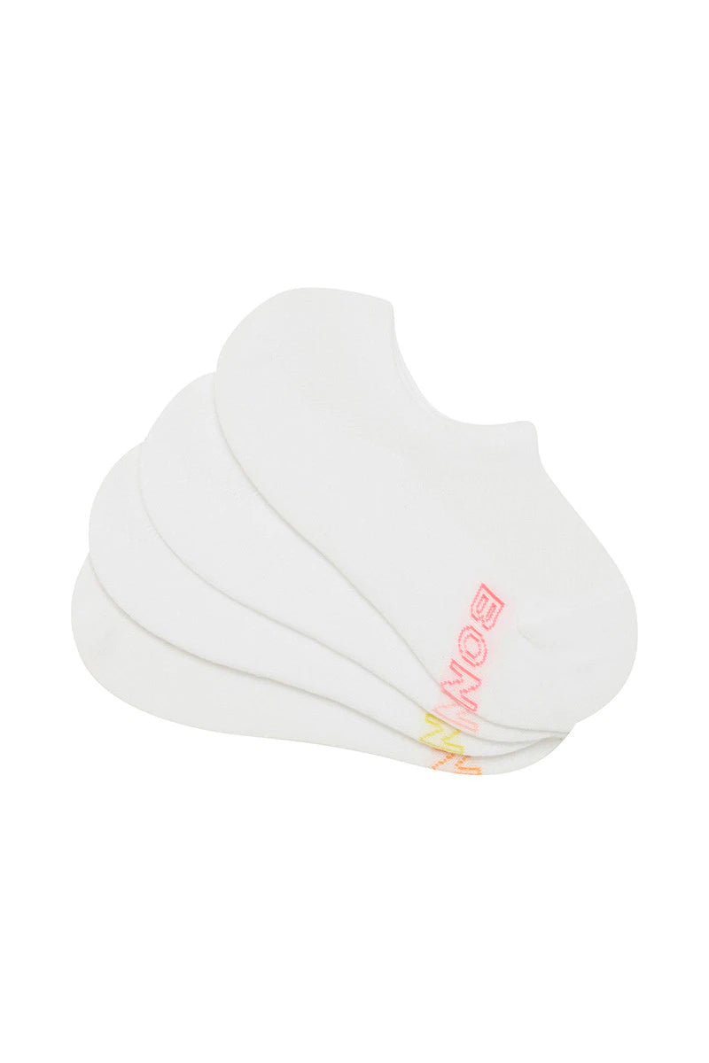 Bonds Womens Logo Light Sneaker Socks 4 Pack - White/Peach/Pink/Yellow/Orange