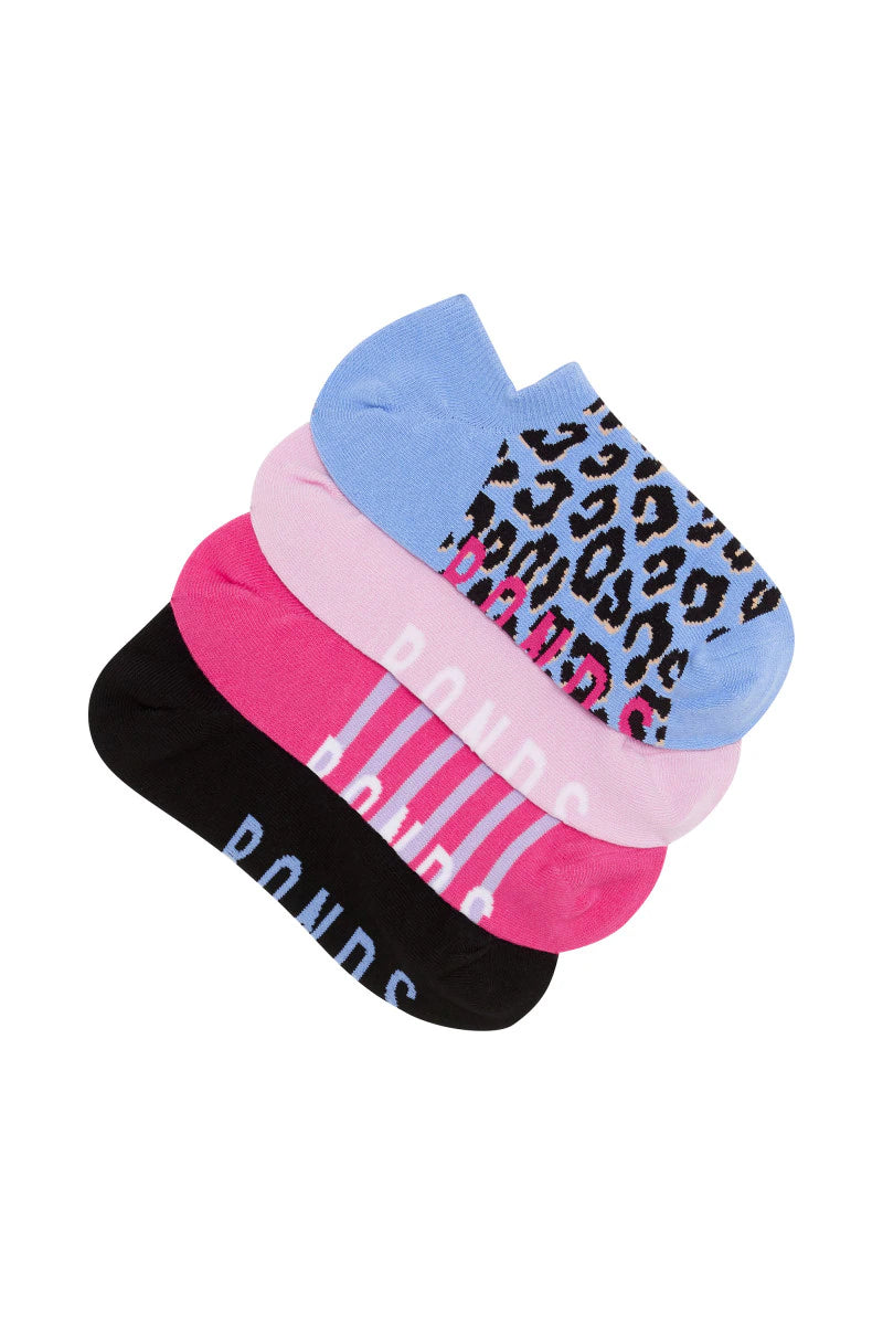 Bonds Womens Pattern No Show Socks 4 Pack - Animal Print