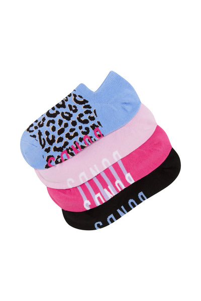 Bonds Womens Pattern No Show Socks 4 Pack - Animal Print
