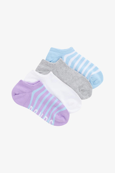 Bonds Womens Pattern No Show Socks 4 Pack - Stripe/Pale Blue/Grey/White/Lilac