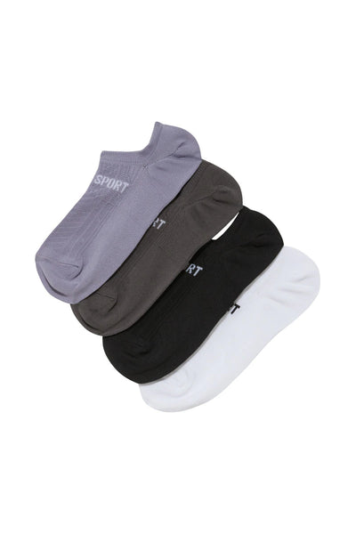Bonds Womens Cool Sport No Show Socks 4 Pack - Mauve/Brown/Black/White