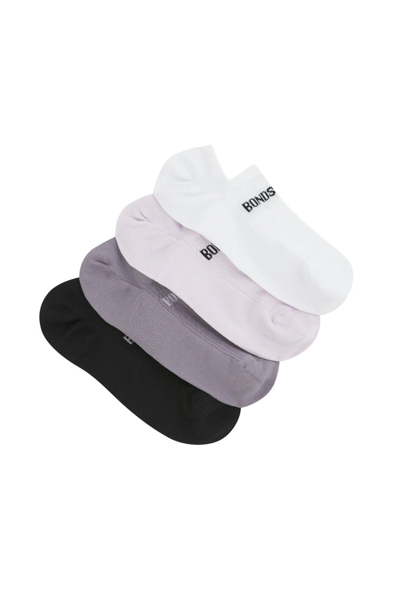 Bonds Womens Play It Cool No Show Socks 4 Pack - Multi