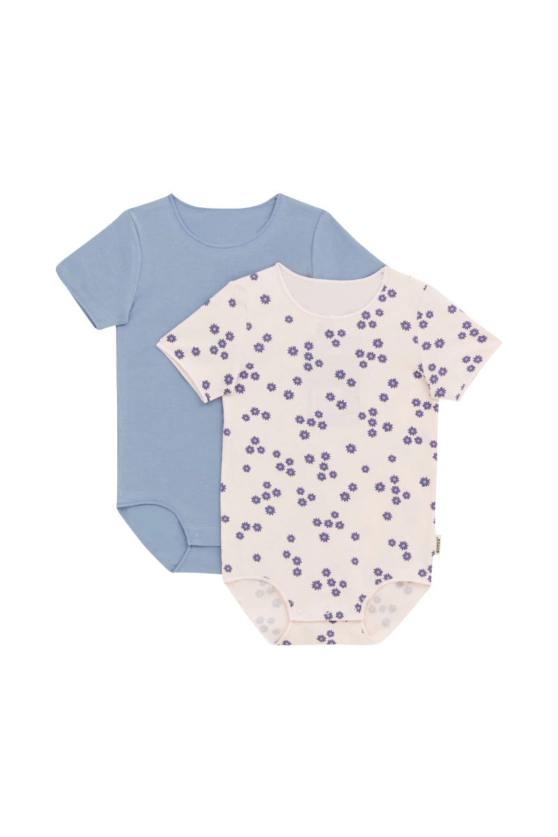 Bonds Wonderbodies Short Sleeve Bodysuit 2 Pack - Tiny Garden / Moutain Blue