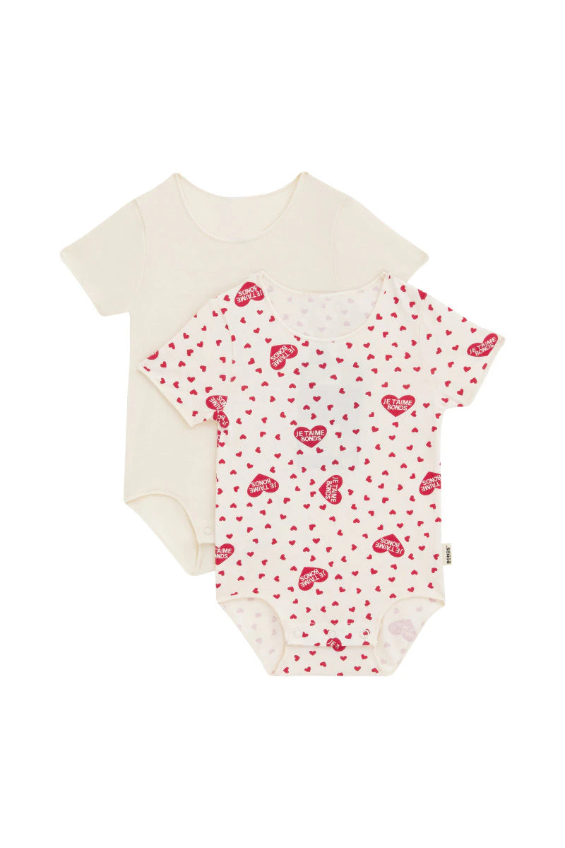 Bonds Wonderbodies Bodysuit 2 Pack - Bonds Endless Love / Macadamia