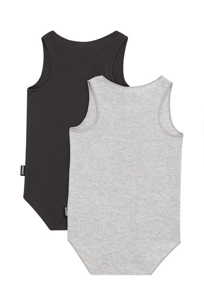Bonds Wondercool Eyelet Singletsuit 2 Pack - New Grey Marle / La Femme Nikita