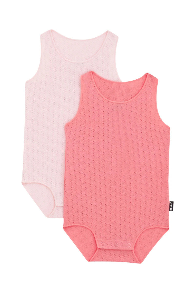 Bonds Wondercool Eyelet Singletsuit 2 Pack - Island Punch / Flamenco