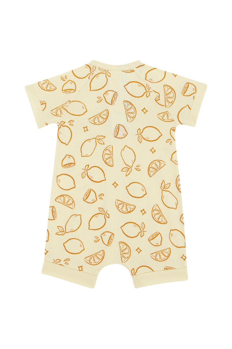 Bonds Wondercool Eyelet Zip Romper - Lemon Blossom