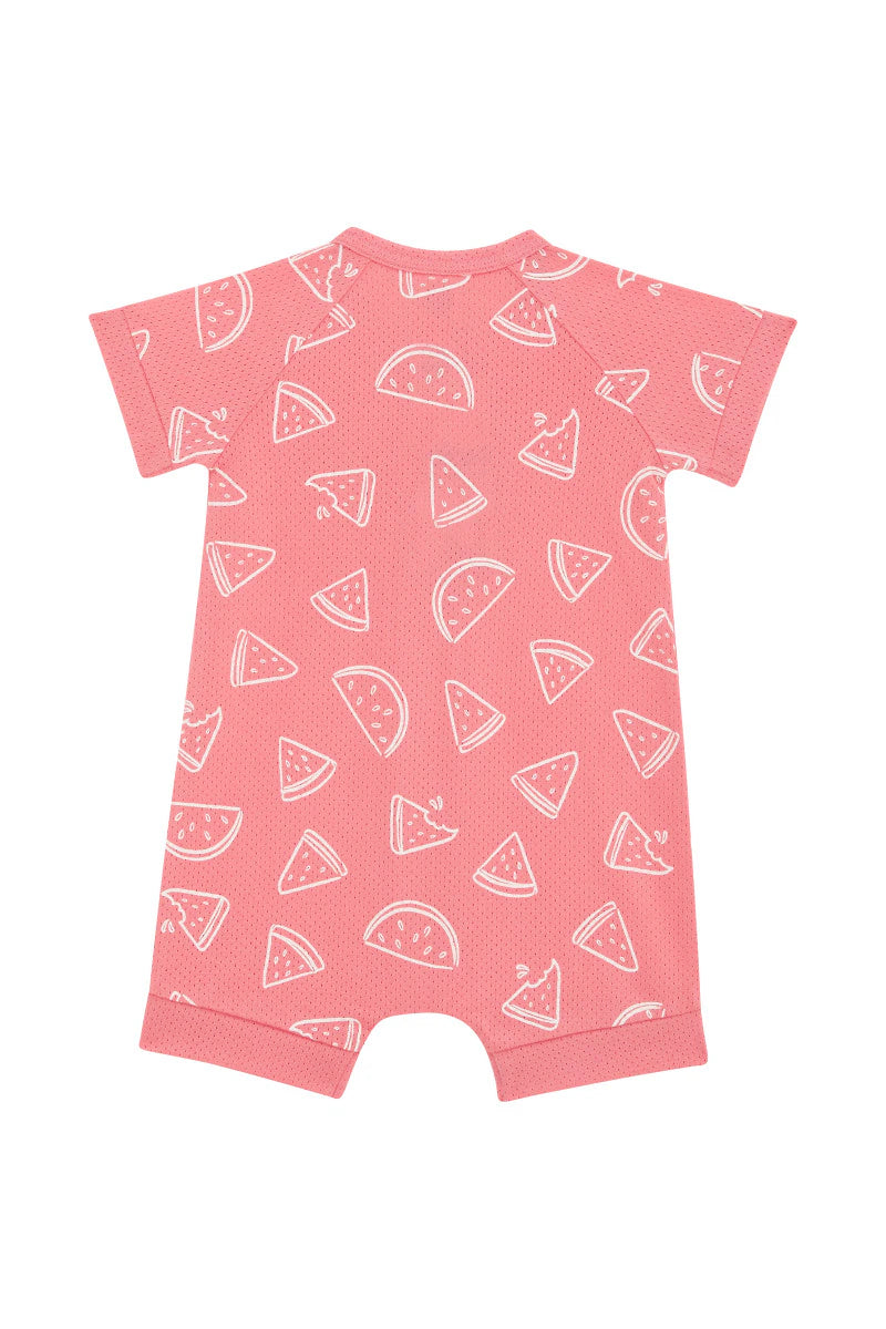 Bonds Wondercool Eyelet Zip Romper - Watermelon Breeze