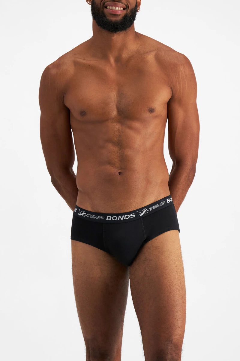 Bonds Men's X-Temp Brief 4 Pack - Black/Fluro