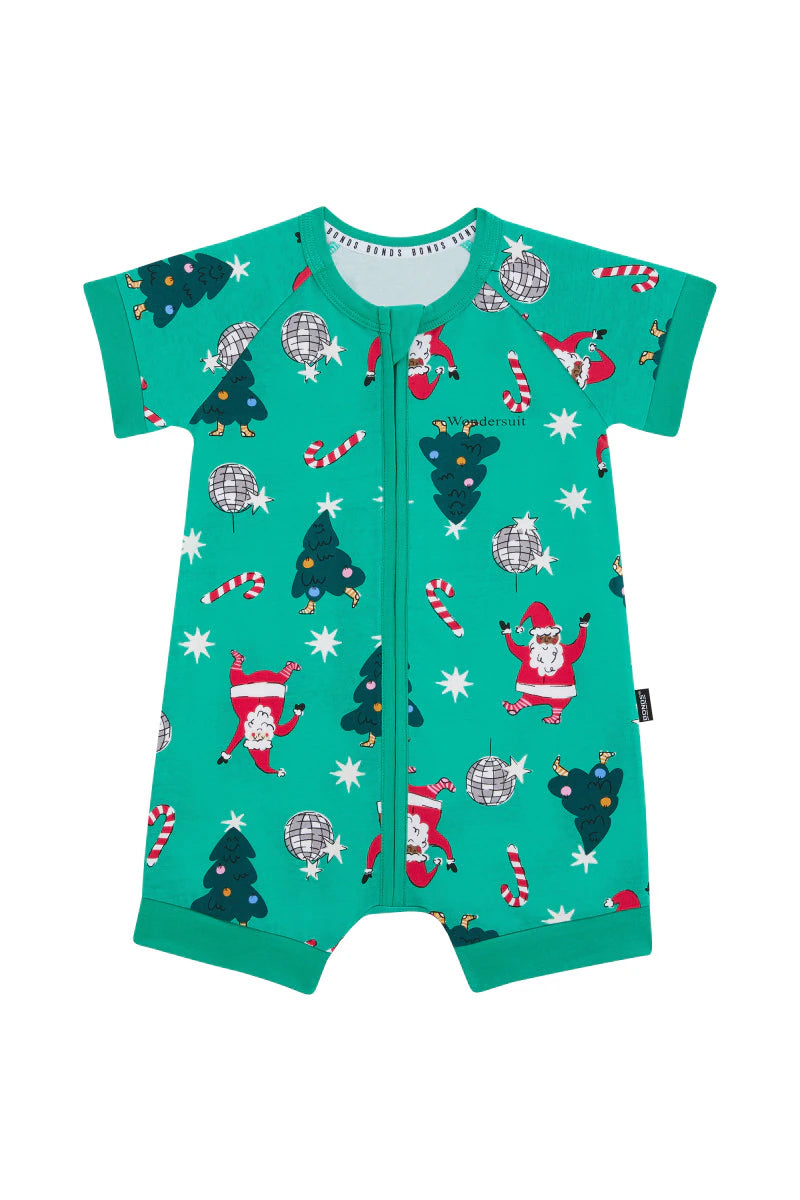 Bonds Zip Romper - Disco Santa Green