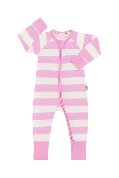 Bonds Zip Wondersuit - Rugby Stripe Pink