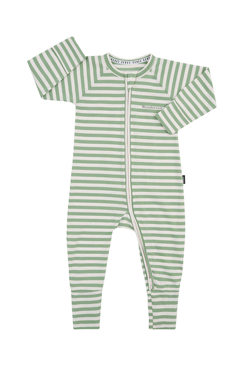 Bonds Zip Wondersuit - Stripe Green