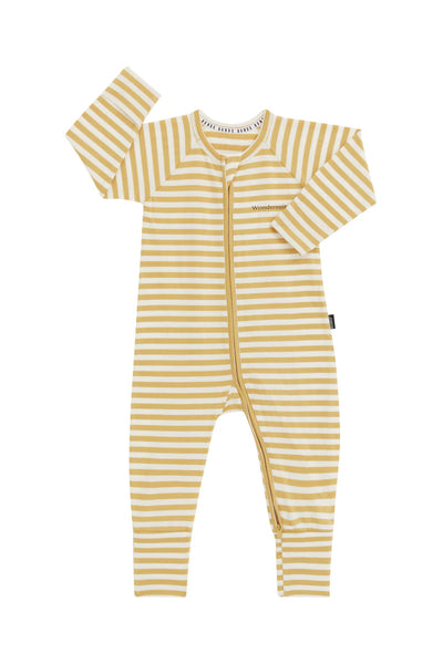 Bonds Zip Wondersuit - Mustard Rush/Marscapone Stripe