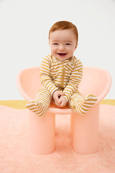 Bonds Zip Wondersuit - Mustard Rush/Marscapone Stripe