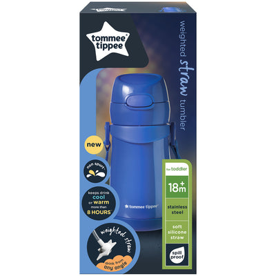 Tommee Tippee Stainless Steel Weighted Straw Cup 350ml - Blue