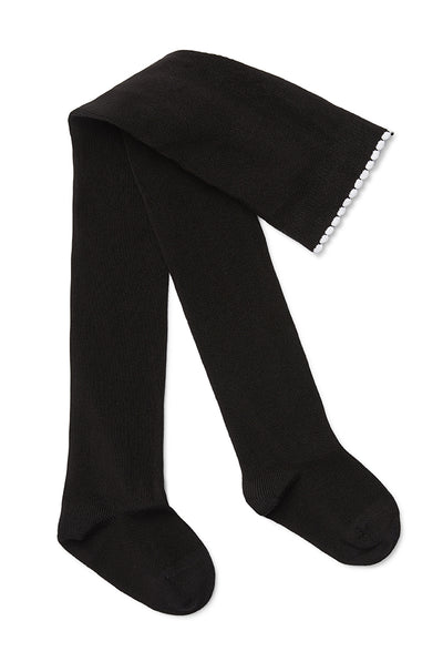 Marquise Girls 2 Pack Tights - Grey Marle Dots/Black