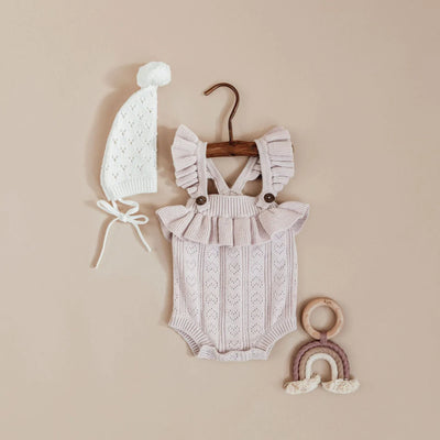 Aster & Oak Heart Knit Romper - Violet