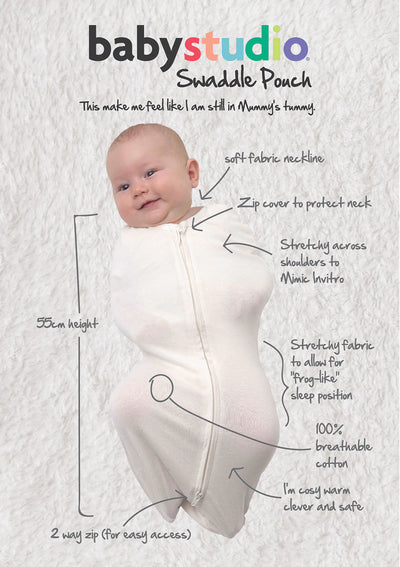 Baby Studio Swaddlepouch Cotton - Grey Lines