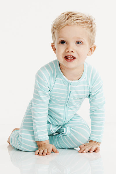 Bonds 2 Way Zip Wondersuit - Jasmint & White Stripe