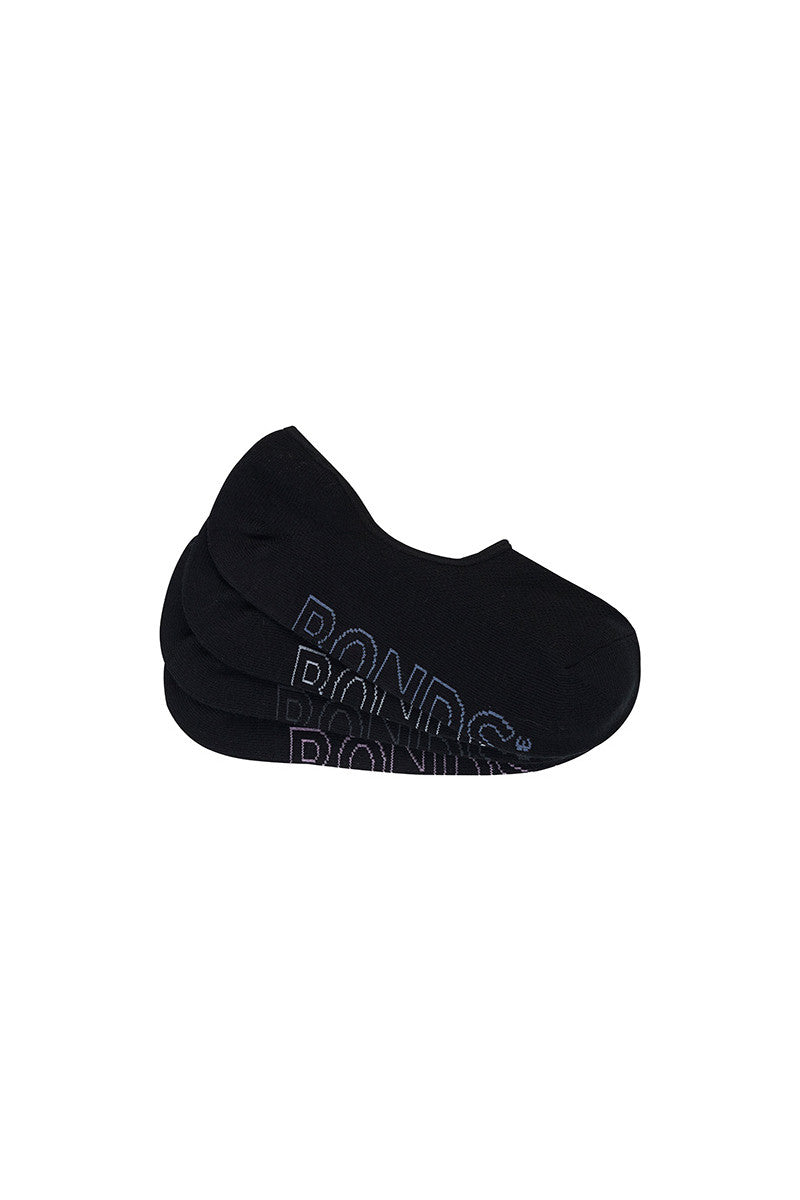 Bonds Womens Logo Lightweight Sneaker Socks 4 Pack - Black Multi