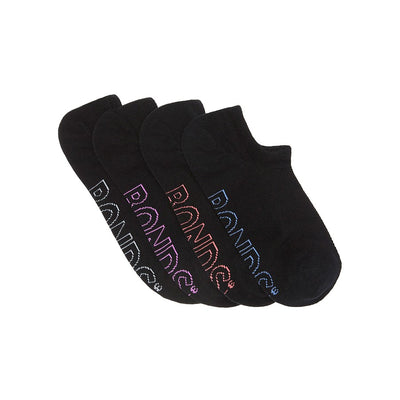 Bonds Women's Logo Lightweight No Show Socks 4 Pack - Black
