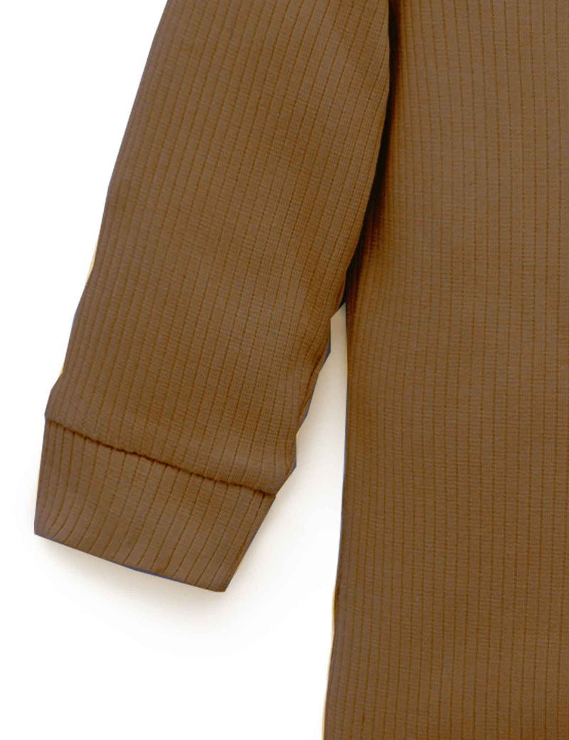 Purebaby Rib Long Sleeve Henley Tee - Chocolate