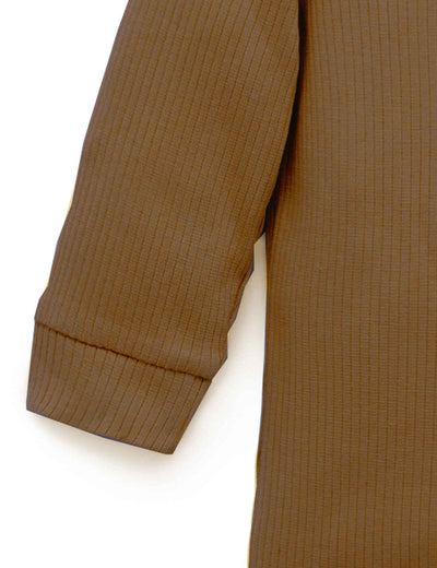 Purebaby Rib Long Sleeve Henley Tee - Chocolate
