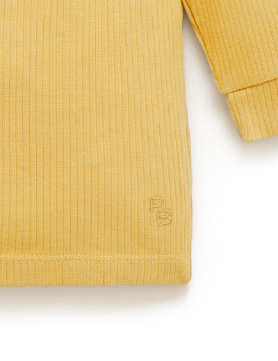 Purebaby Rib Long Sleeve Henley Tee - Mustard