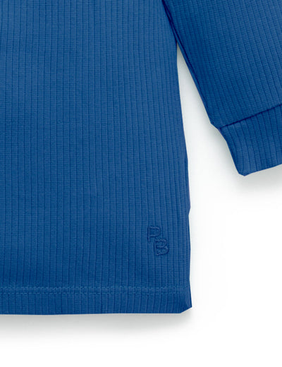 Purebaby Rib Long Sleeve Henley Tee - Waterfall
