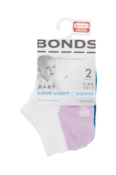 Bonds Baby Logo Light Low Cut 2 Pack Socks - Lilac/Teal