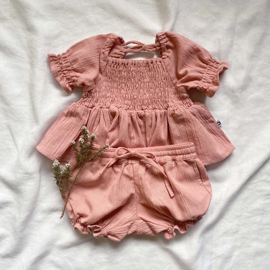 Duke & Duchesses Rosie Shirred Shorties - Dusty Pink