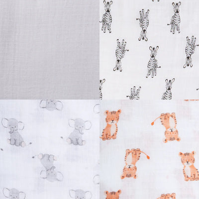 Aden and Anais Classic Muslin Swaddles 4 Pack - Safari Babes