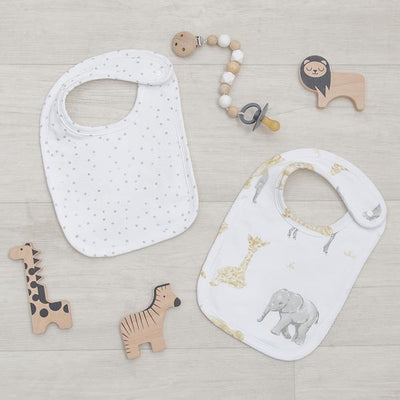 Living Textiles 2 Pack Baby Bibs - Savanna Babies