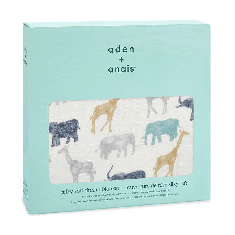 Aden And Anais Silky Soft Bamboo Muslin Dream Blanket - Expedition Elephants And Giraffes - Outlet Shop For Kids