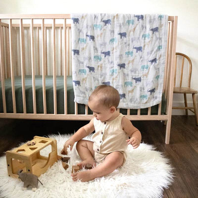 Aden And Anais Silky Soft Bamboo Muslin Dream Blanket - Expedition Elephants And Giraffes - Outlet Shop For Kids