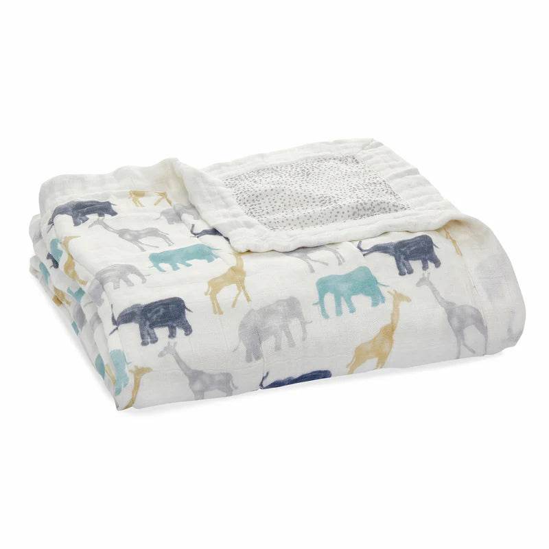 Aden And Anais Silky Soft Bamboo Muslin Dream Blanket - Expedition Elephants And Giraffes - Outlet Shop For Kids