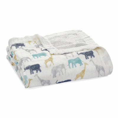 Aden And Anais Silky Soft Bamboo Muslin Dream Blanket - Expedition Elephants And Giraffes - Outlet Shop For Kids