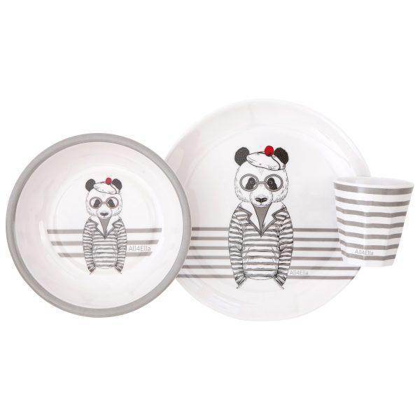 All 4 Ella Melamine Plate - Bear Grey - Outlet Shop For Kids