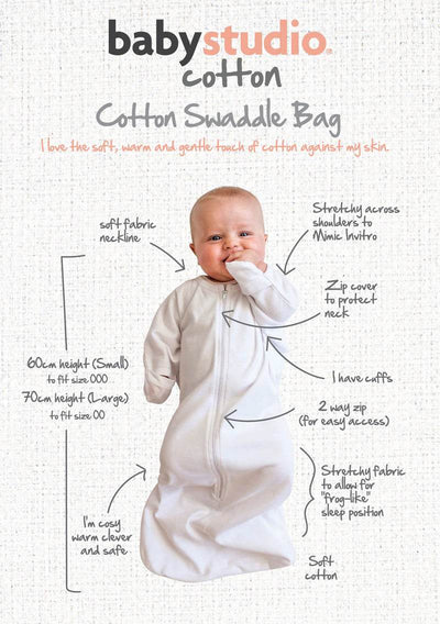 Baby Studio All In One Cotton Swaddlebag - Hugs Equals Love - Outlet Shop For Kids