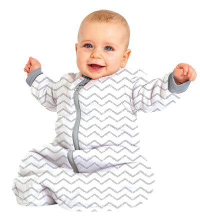 Baby Studio Cotton Sleeping Bag With Arms 3.0 TOG - Grey Marle/Grey Lines - Outlet Shop For Kids