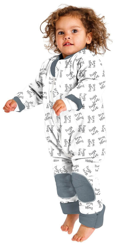 Baby Studio Cotton Warmies With Arms And Legs 3.0 TOG - Charcoal/Hugs Equals Love - Outlet Shop For Kids