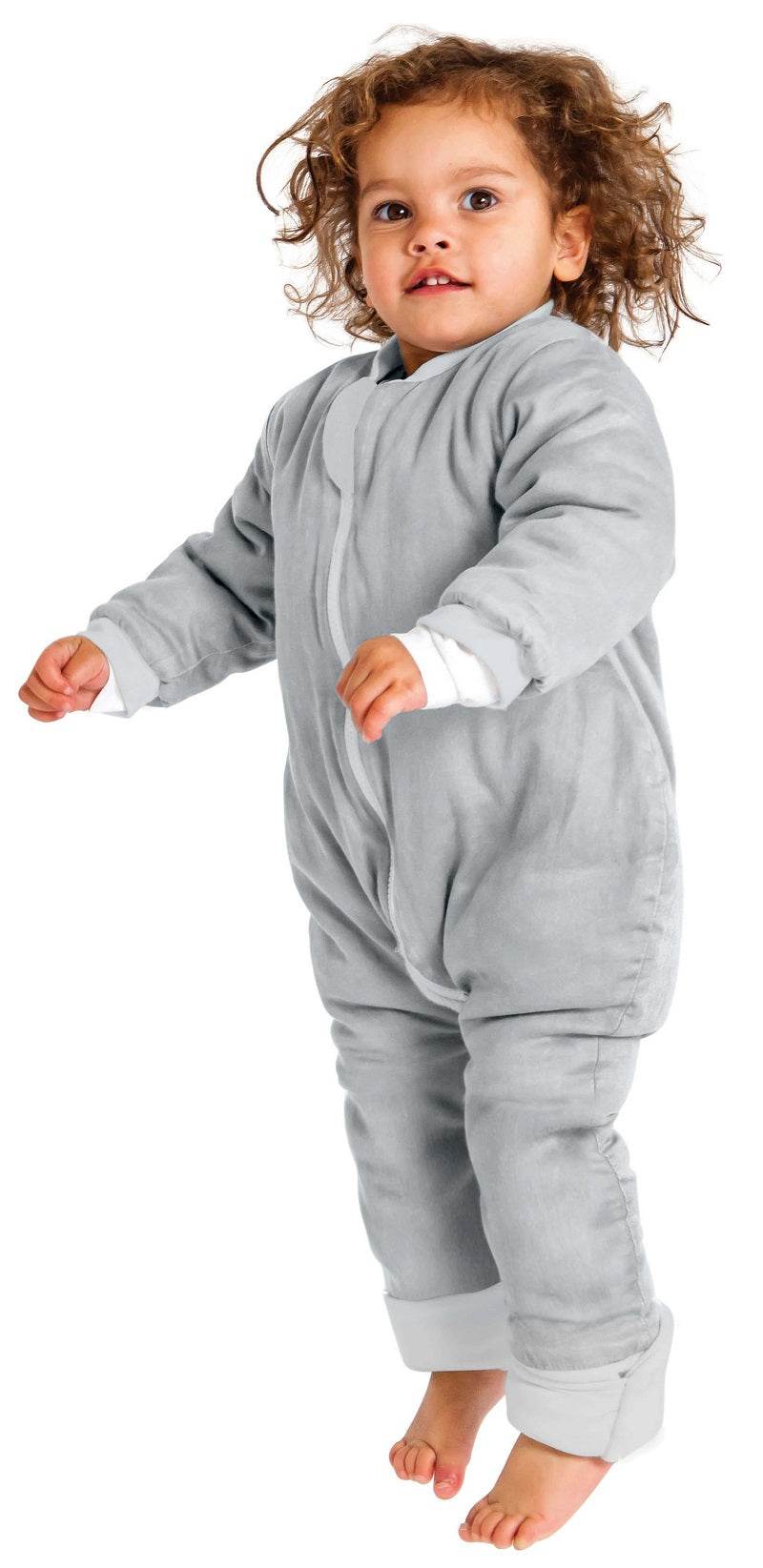 Baby Studio Cotton Warmies With Arms And Legs 3.0 TOG - Grey Marle/Grey Lines - Outlet Shop For Kids