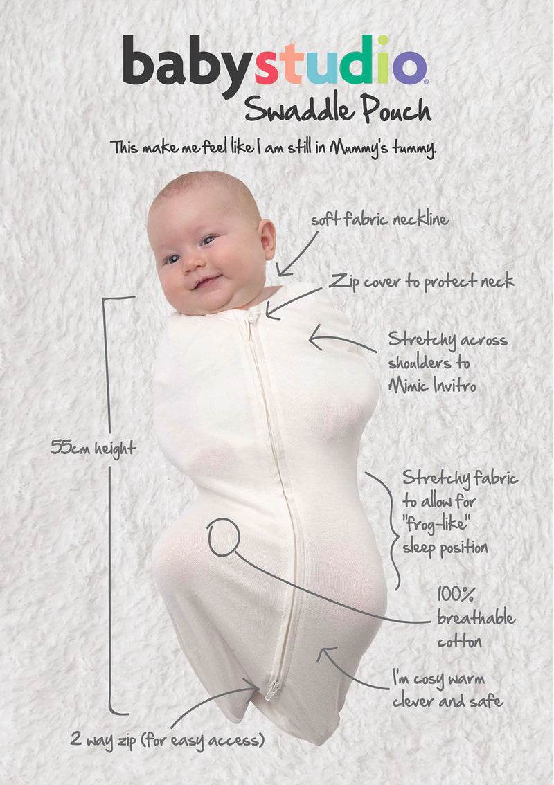 Baby Studio Swaddlepouch Cotton - Grey Lines - Outlet Shop For Kids