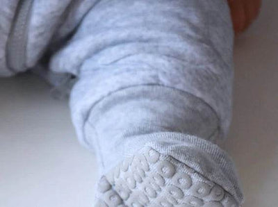 Baby Studio Warmies Sleeveless Cotton Sleeping Bag With Legs 2.5 TOG - Grey Marle/Grey Lines - Outlet Shop For Kids