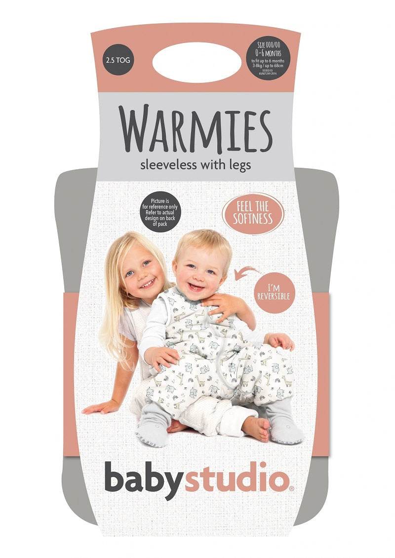 Baby Studio Warmies Sleeveless Cotton Sleeping Bag With Legs 2.5 TOG - Oatmeal/Rumble Jungle - Outlet Shop For Kids