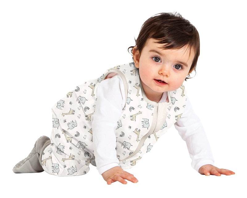 Baby Studio Warmies Sleeveless Cotton Sleeping Bag With Legs 2.5 TOG - Oatmeal/Rumble Jungle - Outlet Shop For Kids