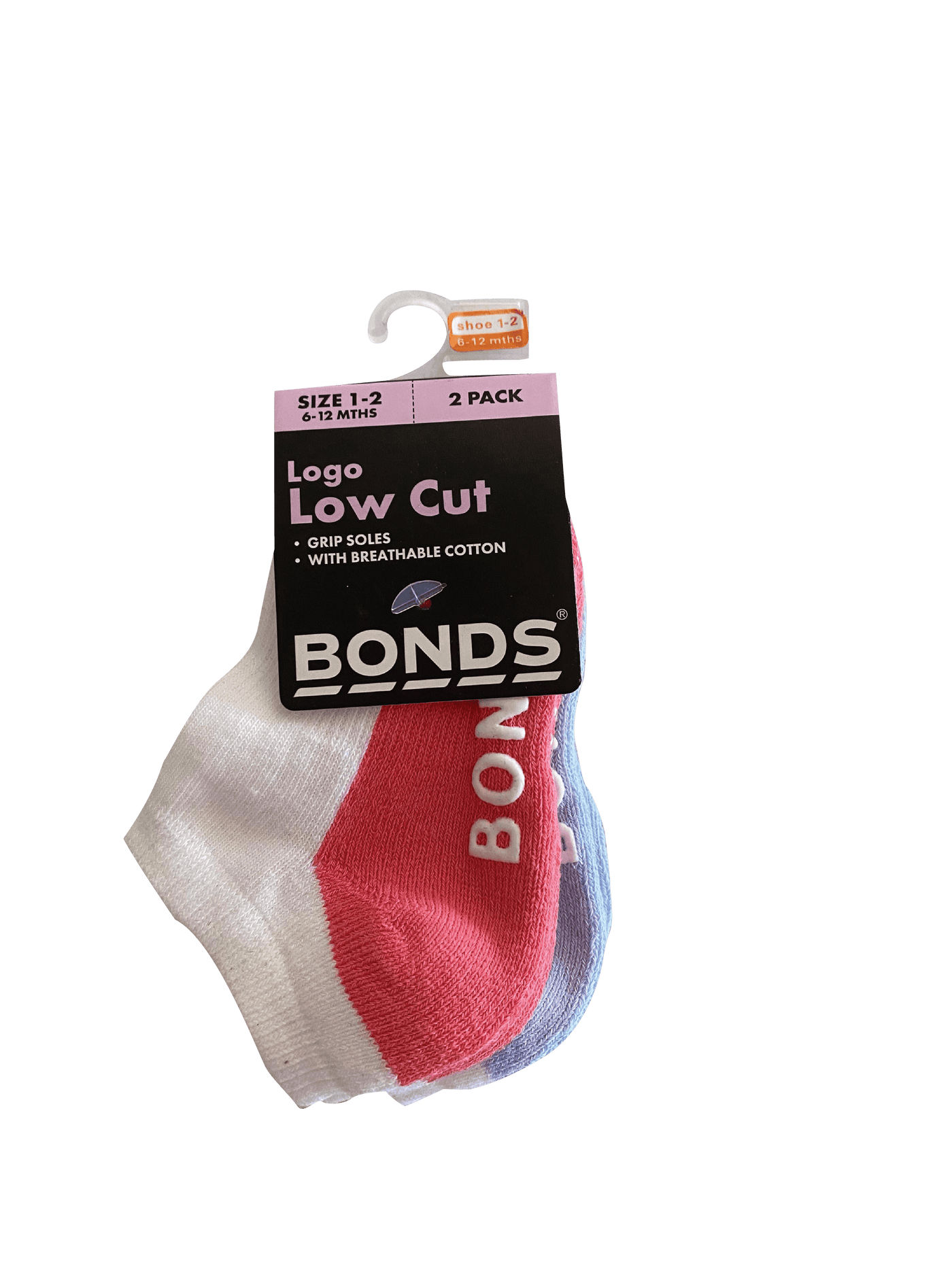 Bonds Baby Logo Low Cut Socks 2 Pack - Pink/Lilac - Outlet Shop For Kids